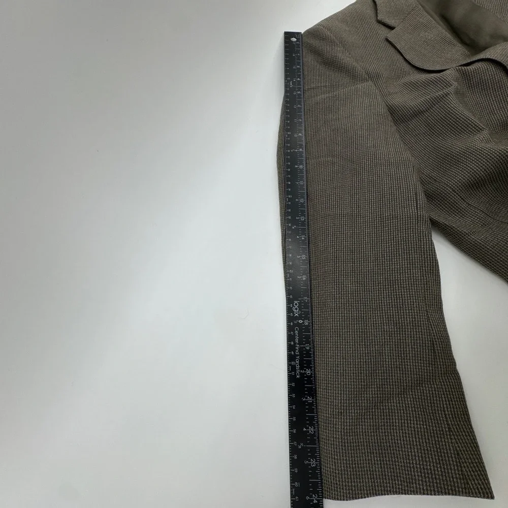 Oscar‎ de la Renta Mens Blazer 44R Gray Micro Houndstooth Two Button Sport Coat